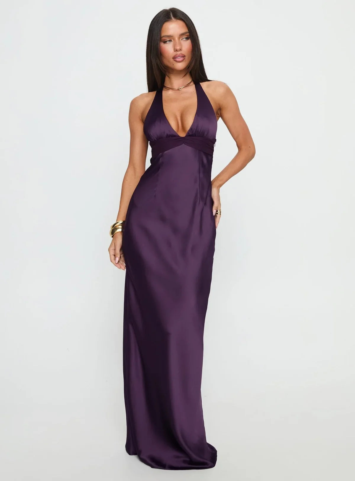 Satin Halter Maxi Dress