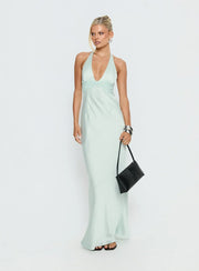 Satin Halter Maxi Dress